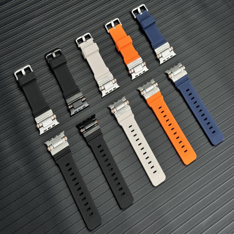 For Apple Watch 42 / 44 / 45 / 46 / 49mm Metal Connector Explorer Silicone Watch Band(Titanium Blue) by bashfashion