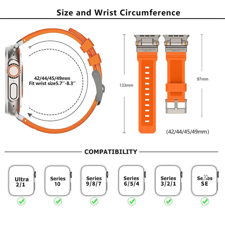 For Apple Watch 46mm / 49mm / 45mm / 44mm Kalebol Outdoor Explorer Metal Connector TPU Watch Band(Black Orange) by Kalebol