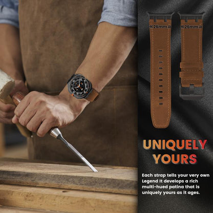 For Samsung Galaxy Watch Ultra 47mm / Ultra 2025 Crazy Horse Leather Watch Band(Black Brown+Black Buckle) by bashfashion