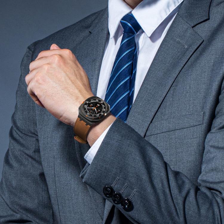 For Samsung Galaxy Watch Ultra 47mm / Ultra 2025 Crazy Horse Leather Watch Band(Black Brown+Black Buckle) by bashfashion