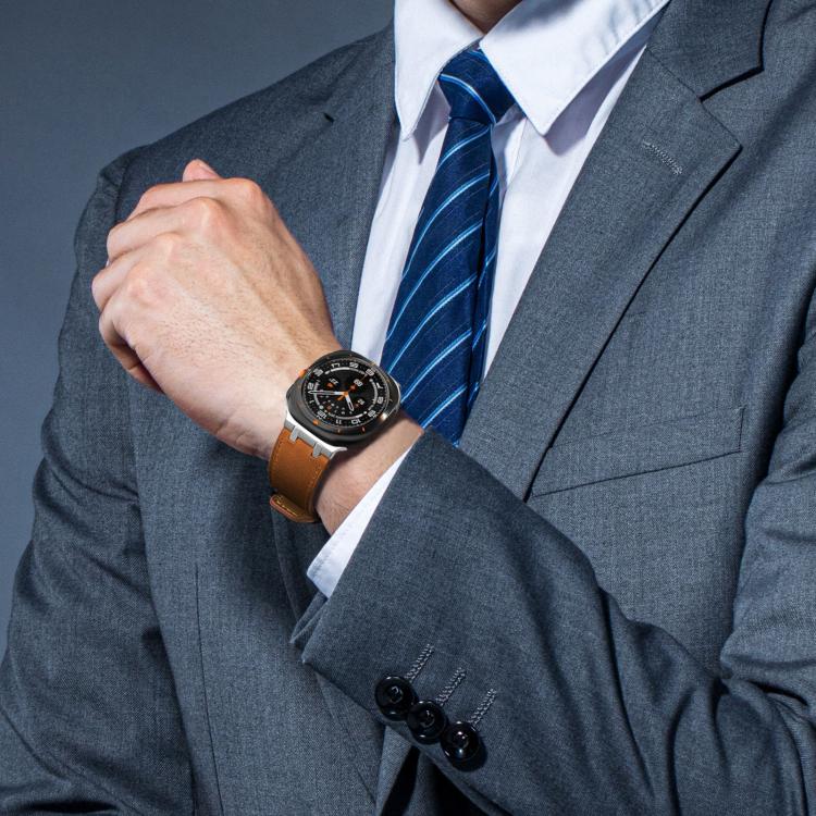 For Samsung Galaxy Watch Ultra 47mm / Ultra 2025 Crazy Horse Leather Watch Band(Red Brown+Titanium Buckle) by bashfashion