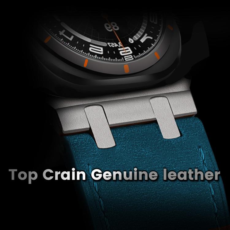 For Samsung Galaxy Watch Ultra 47mm / Ultra 2025 Crazy Horse Leather Watch Band(Dark Blue+Titanium Buckle) by bashfashion