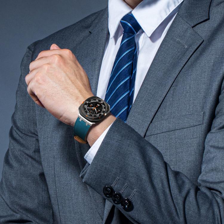 For Samsung Galaxy Watch Ultra 47mm / Ultra 2025 Crazy Horse Leather Watch Band(Dark Blue+Titanium Buckle) by bashfashion