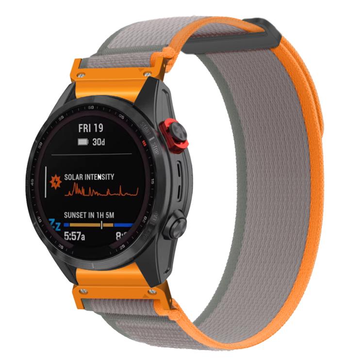 For Gamin 26mm Titanite Quick Release Loop Nylon Watch Band(Orange Gray+Orange) by bashfashion
