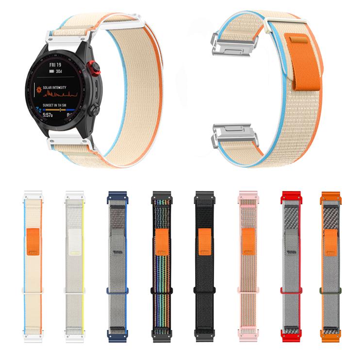 For Gamin 26mm Titanite Quick Release Loop Nylon Watch Band(Orange Gray+Orange) by bashfashion