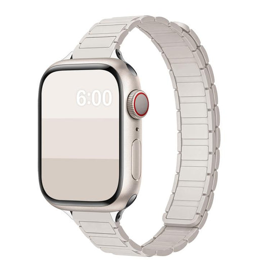 For Apple Watch 46mm / 49mm / 45mm / 44mm Tri-beads I-shaped Slim Magnetic Silicone Watch Band(Starlight) by bashfashion