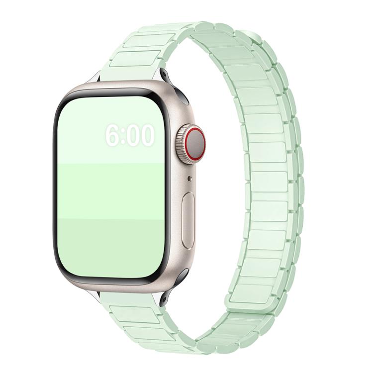 For Apple Watch 42mm / 41mm / 40mm / 38mm Tri-beads I-shaped Slim Magnetic Silicone Watch Band(Mint) by bashfashion