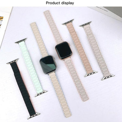 For Apple Watch 42mm / 41mm / 40mm / 38mm Tri-beads I-shaped Slim Magnetic Silicone Watch Band(Starlight with Mint) by bashfashion