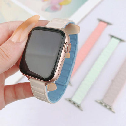 For Apple Watch 42mm / 41mm / 40mm / 38mm Tri-beads I-shaped Slim Magnetic Silicone Watch Band(Starlight) by bashfashion