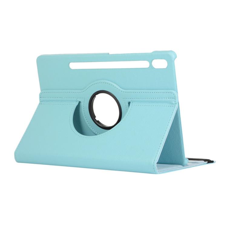 For Samsung Galaxy Tab S10 FE / S9 FE / S9 ENKAY 360 Degree Rotation Litchi Leather Smart Tablet Case(Light Blue) by ENKAY