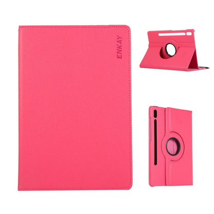 For Samsung Galaxy Tab S10+ / S9 FE+ / S9+ ENKAY 360 Degree Rotation Litchi Leather Smart Tablet Case(Rose Red) by ENKAY