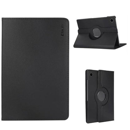For Samsung Galaxy Tab A9+ 11.0 ENKAY 360 Degree Rotation Litchi Leather Smart Tablet Case(Black) by ENKAY