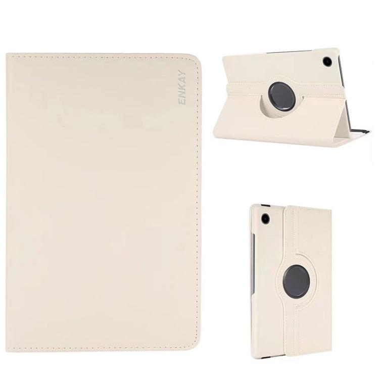 For Samsung Galaxy Tab A9+ 11.0 ENKAY 360 Degree Rotation Litchi Leather Smart Tablet Case(White) by ENKAY