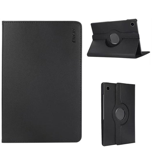 For Samsung Galaxy Tab A9 8.7 ENKAY 360 Degree Rotation Litchi Leather Smart Tablet Case(Black) by ENKAY