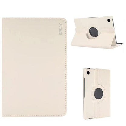 For Samsung Galaxy Tab A9 8.7 ENKAY 360 Degree Rotation Litchi Leather Smart Tablet Case(White) by ENKAY