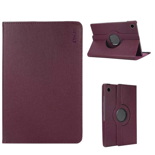 For Samsung Galaxy Tab A9 8.7 ENKAY 360 Degree Rotation Litchi Leather Smart Tablet Case(Dark Purple) by ENKAY