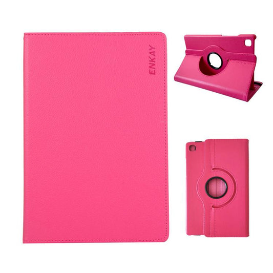 For Samsung Galaxy Tab A7 Lite 8.7 ENKAY 360 Degree Rotation Litchi Leather Smart Tablet Case(Rose Red) by ENKAY