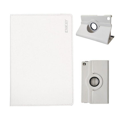 For Samsung Galaxy Tab A7 Lite 8.7 ENKAY 360 Degree Rotation Litchi Leather Smart Tablet Case(White) by ENKAY