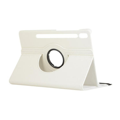 For Samsung Galaxy Tab S10 Ultra / S9 Ultra ENKAY 360 Degree Rotation Litchi Leather Smart Tablet Case(White) by ENKAY