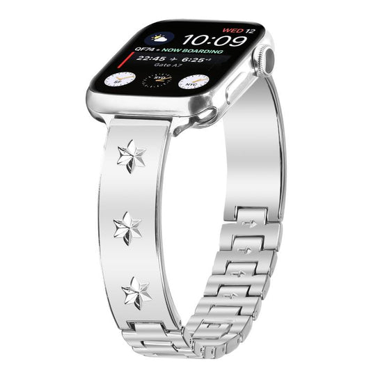 For Apple Watch 46mm / 49mm / 45mm / 44mm Snowflake Petals Bracelet Metal Watch Band(Silver) by bashfashion