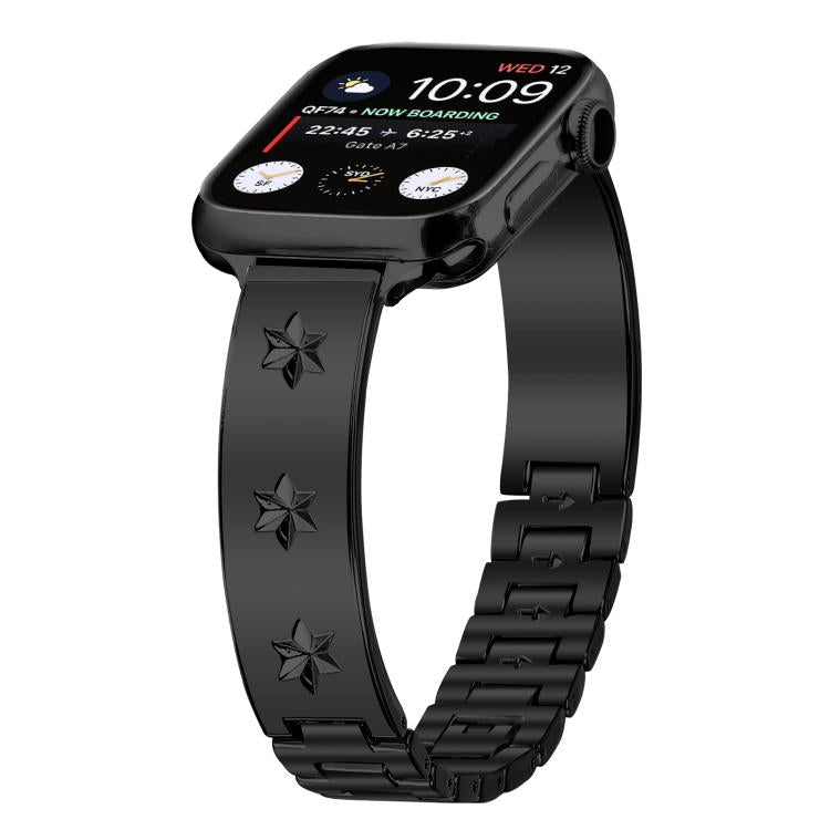 For Apple Watch 42mm / 41mm / 40mm / 38mm Snowflake Petals Bracelet Metal Watch Band(Black) by bashfashion