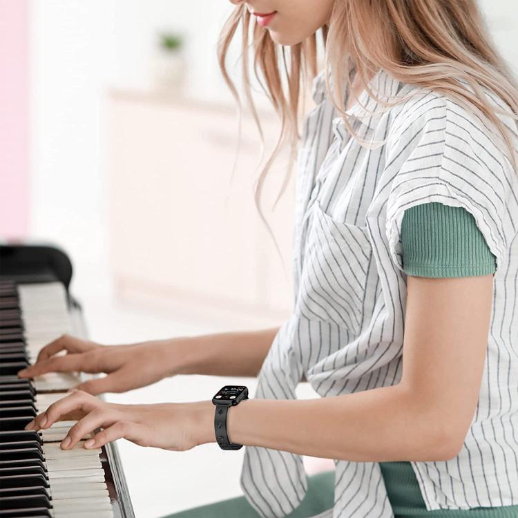 For Apple Watch 42mm / 41mm / 40mm / 38mm Snowflake Petals Bracelet Metal Watch Band(Black) by bashfashion