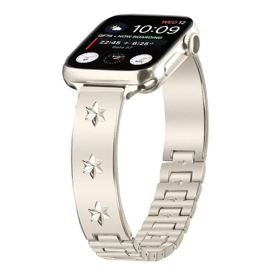 For Apple Watch 42mm / 41mm / 40mm / 38mm Snowflake Petals Bracelet Metal Watch Band(Starlight) by bashfashion