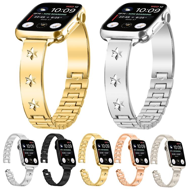 For Apple Watch 42mm / 41mm / 40mm / 38mm Snowflake Petals Bracelet Metal Watch Band(Rose Gold) by bashfashion