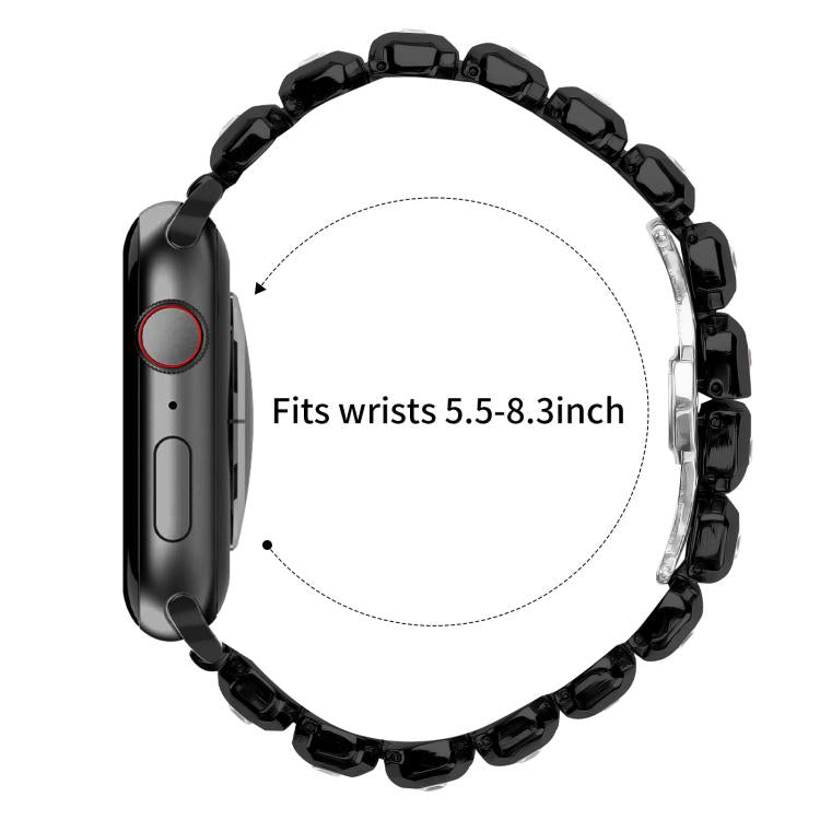 For Apple Watch 42mm / 41mm / 40mm / 38mm Small Square Diamonds Butterfly Buckle Watch Band(Black) by bashfashion