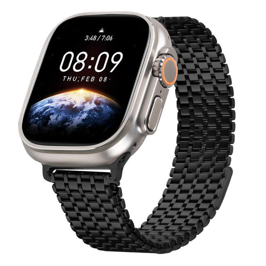For Apple Watch 42mm / 41mm / 40mm / 38mm Nine-Bead Magnetic Loop Steel Watch Band(Black) by bashfashion