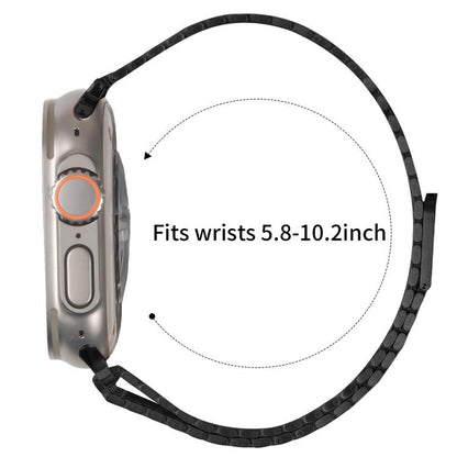 For Apple Watch 42mm / 41mm / 40mm / 38mm Nine-Bead Magnetic Loop Steel Watch Band(Black) by bashfashion