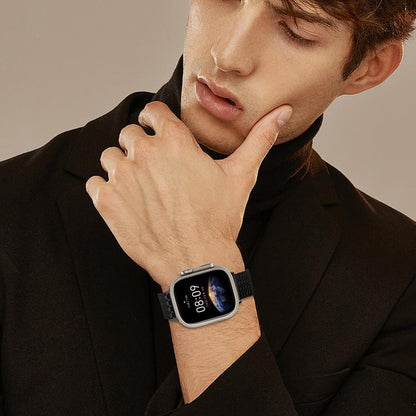 For Apple Watch 42mm / 41mm / 40mm / 38mm Nine-Bead Magnetic Loop Steel Watch Band(Black) by bashfashion