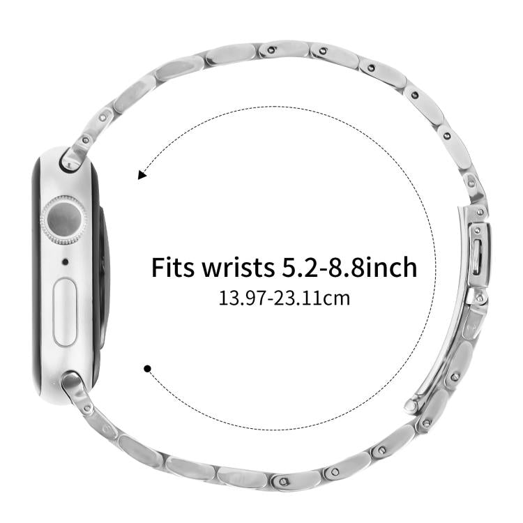 For Apple Watch 46mm / 49mm / 45mm / 44mm Small Waist Slingshot Buckle Steel Watch Band(Between Black) by bashfashion