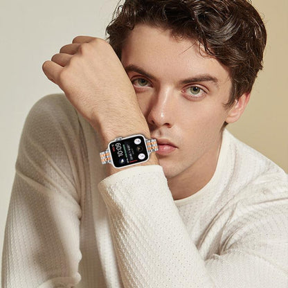 For Apple Watch 46mm / 49mm / 45mm / 44mm Small Waist Slingshot Buckle Steel Watch Band(Between Rose Gold) by bashfashion