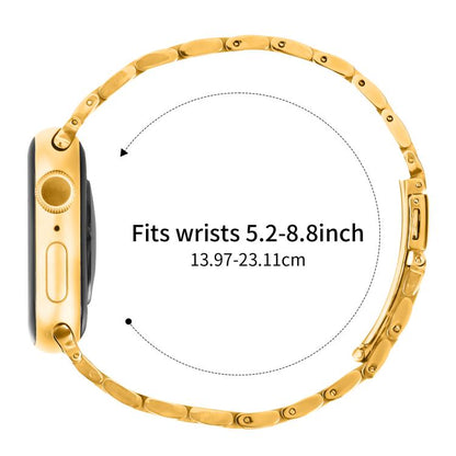 For Apple Watch 46mm / 49mm / 45mm / 44mm Small Waist Slingshot Buckle Steel Watch Band(Gold) by bashfashion