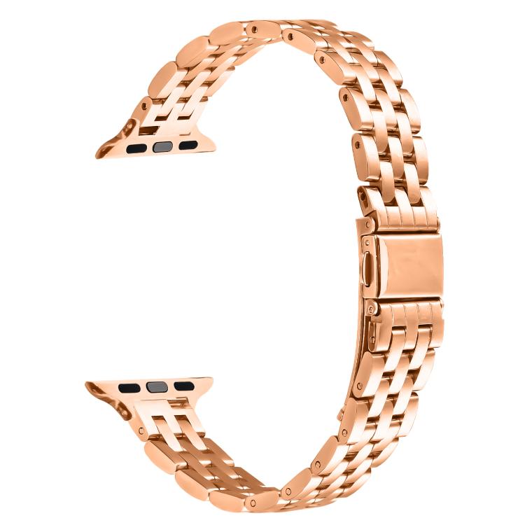 For Apple Watch 46mm / 49mm / 45mm / 44mm Small Waist Slingshot Buckle Steel Watch Band(Rose Gold) by bashfashion