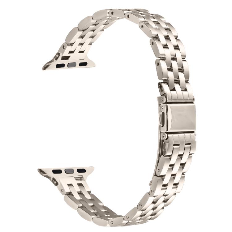 For Apple Watch 46mm / 49mm / 45mm / 44mm Small Waist Slingshot Buckle Steel Watch Band(Starlight) by bashfashion