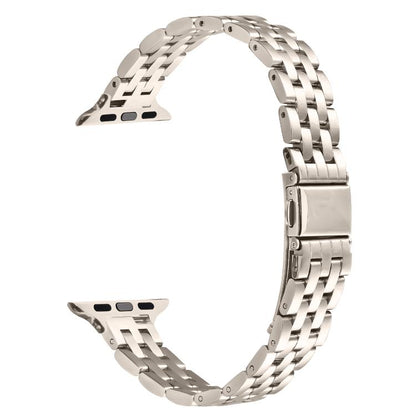 For Apple Watch 46mm / 49mm / 45mm / 44mm Small Waist Slingshot Buckle Steel Watch Band(Starlight) by bashfashion