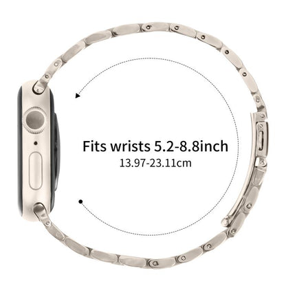 For Apple Watch 46mm / 49mm / 45mm / 44mm Small Waist Slingshot Buckle Steel Watch Band(Starlight) by bashfashion