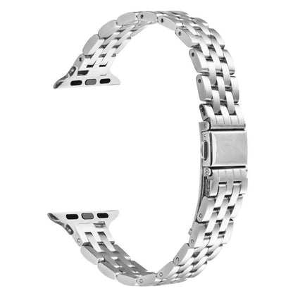 For Apple Watch 46mm / 49mm / 45mm / 44mm Small Waist Slingshot Buckle Steel Watch Band(Silver) by bashfashion