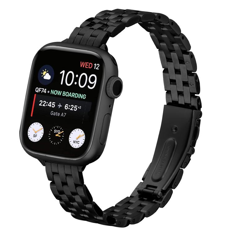 For Apple Watch 42mm / 41mm / 40mm / 38mm Small Waist Slingshot Buckle Steel Watch Band(Black) by bashfashion
