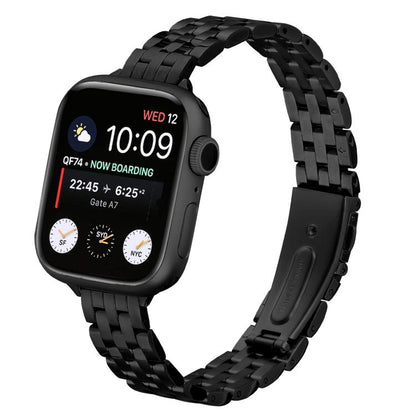 For Apple Watch 42mm / 41mm / 40mm / 38mm Small Waist Slingshot Buckle Steel Watch Band(Black) by bashfashion