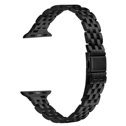 For Apple Watch 42mm / 41mm / 40mm / 38mm Small Waist Slingshot Buckle Steel Watch Band(Black) by bashfashion