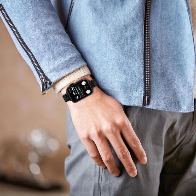 For Apple Watch 42mm / 41mm / 40mm / 38mm Small Waist Slingshot Buckle Steel Watch Band(Black) by bashfashion
