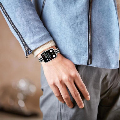 For Apple Watch 42mm / 41mm / 40mm / 38mm Small Waist Slingshot Buckle Steel Watch Band(Between Black) by bashfashion
