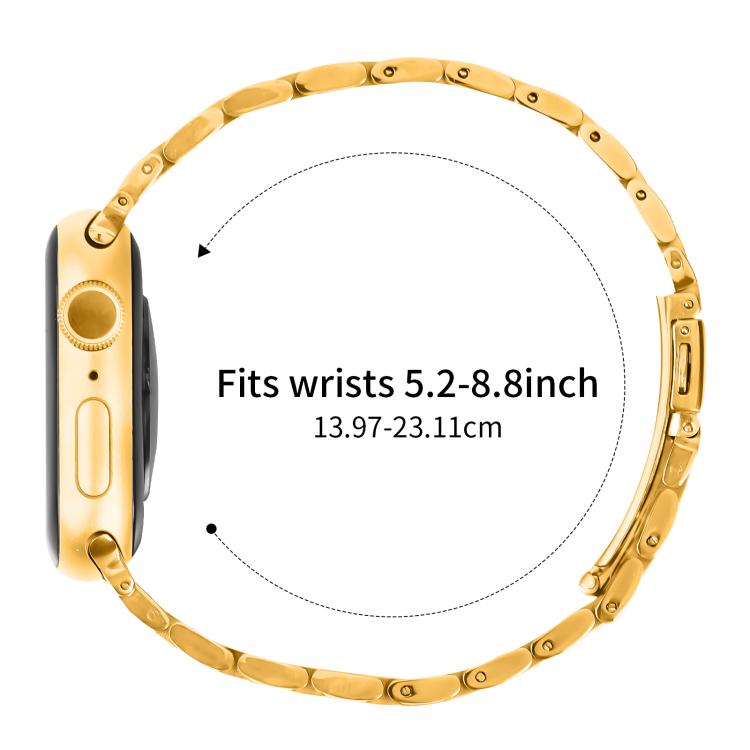 For Apple Watch 42mm / 41mm / 40mm / 38mm Small Waist Slingshot Buckle Steel Watch Band(Gold) by bashfashion