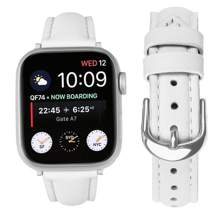For Apple Watch 46mm / 49mm / 45mm / 44mm Small Waist PU Leather Watch Band(White) by bashfashion