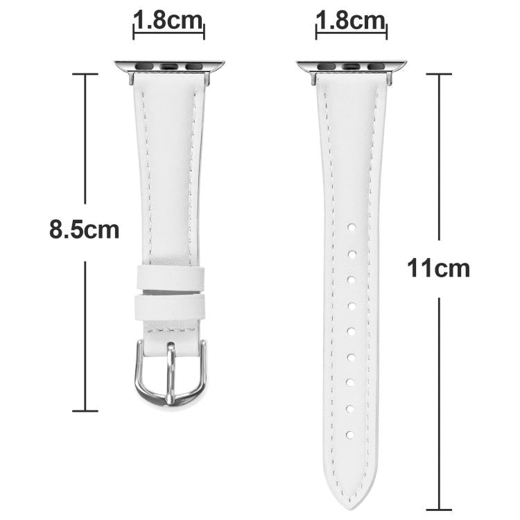 For Apple Watch 46mm / 49mm / 45mm / 44mm Small Waist PU Leather Watch Band(White) by bashfashion