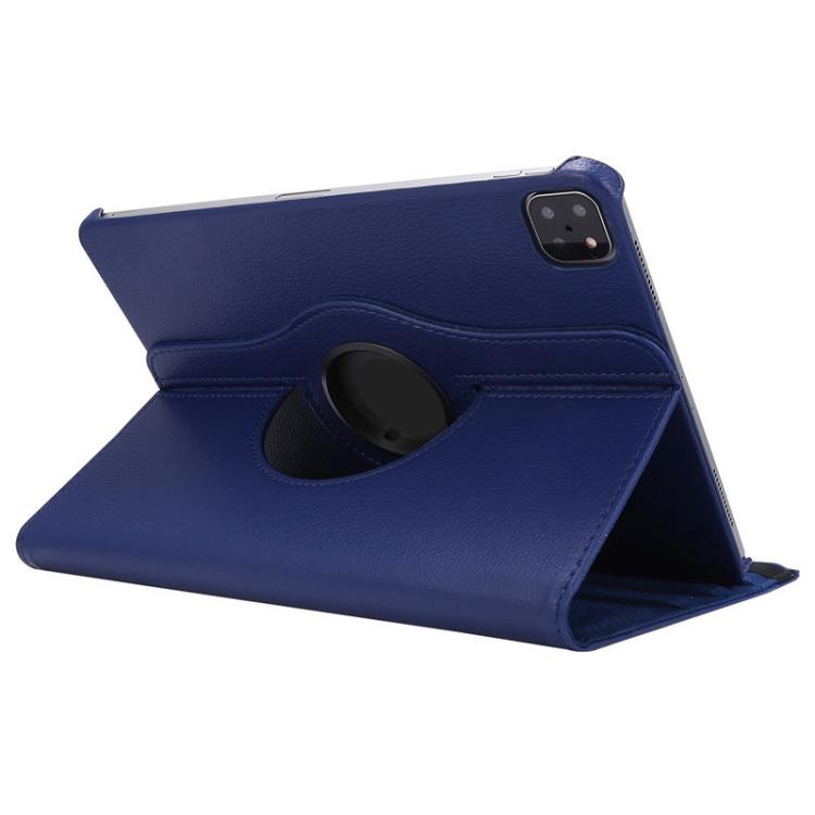 For iPad Pro 12.9 / Air 13 2025 / 2024 ENKAY 360 Degree Rotation Litchi Leather Smart Tablet Case(Dark Blue) by ENKAY