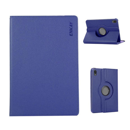 For iPad mini 2024 / mini 6 ENKAY 360 Degree Rotation Litchi Leather Smart Tablet Case(Dark Blue) by ENKAY